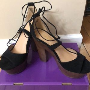 Black and brown heels